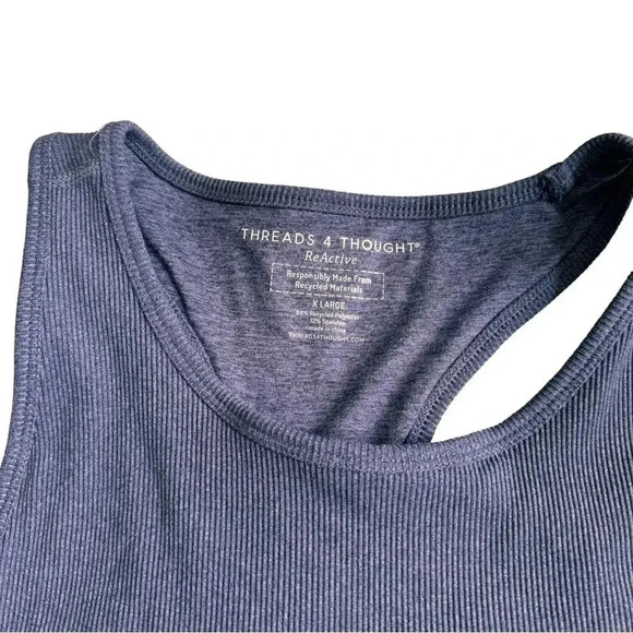 Threads 4 Thought Grey Sports Bra Top Tee XL ReActive Ribbed NWT Activewear - Picture 7 of 12